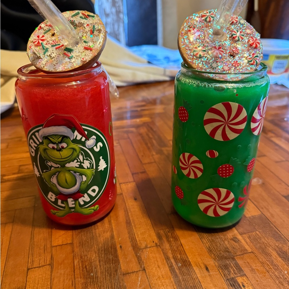 Festive Grinch and Peppermint Glass Jars